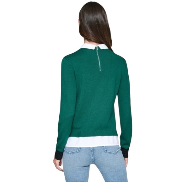 Karl Lagerfeld Layered Look Wool Blend Sweater in Veridian Green Women’s Size L - Picture 3 of 13